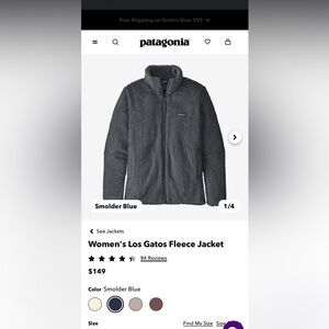 Patagonia Los Gatos Fleece Jacket Size Small, Grey/Smolder Blue